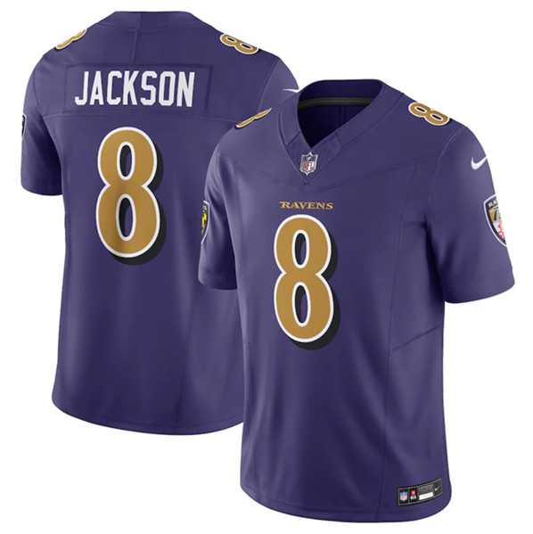 Men & Women & Youth Baltimore Ravens #8 Lamar Jackson Purple 2023 F.U.S.E Coloe Rush Jersey